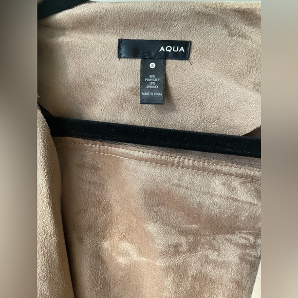 Aqua Faux Suede Fringe Western Brown Women's Draped Style Jacket Size S, NWT - Picture 2 of 4